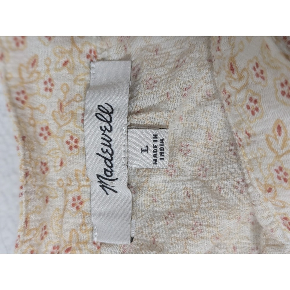 Madewell Top Large Yellow Beige Square Neck Ditsy Floral Cottage Prairie - Picture 2 of 12